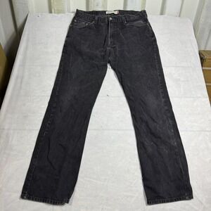 Levi's 505 Mens Straight Leg Jeans Black Denim Regular Fit Comfort W38 L34